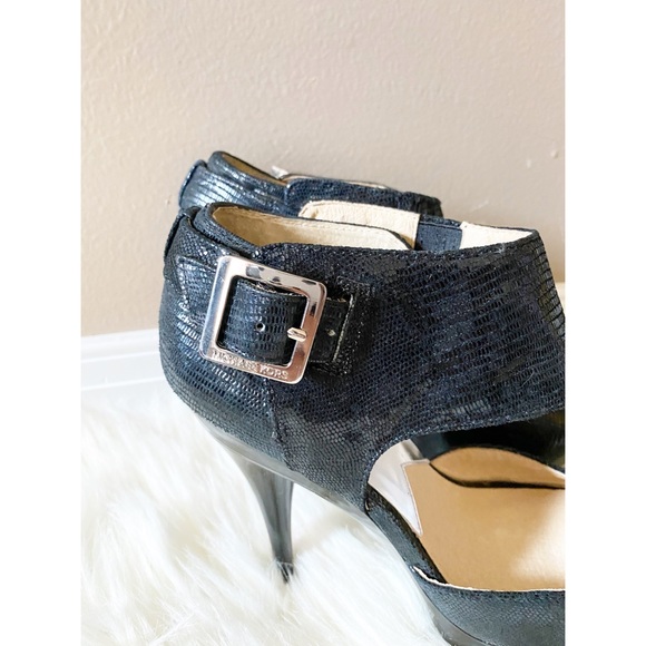 Michael Kors Black Leather Ankle Strap Heels - Picture 2 of 6